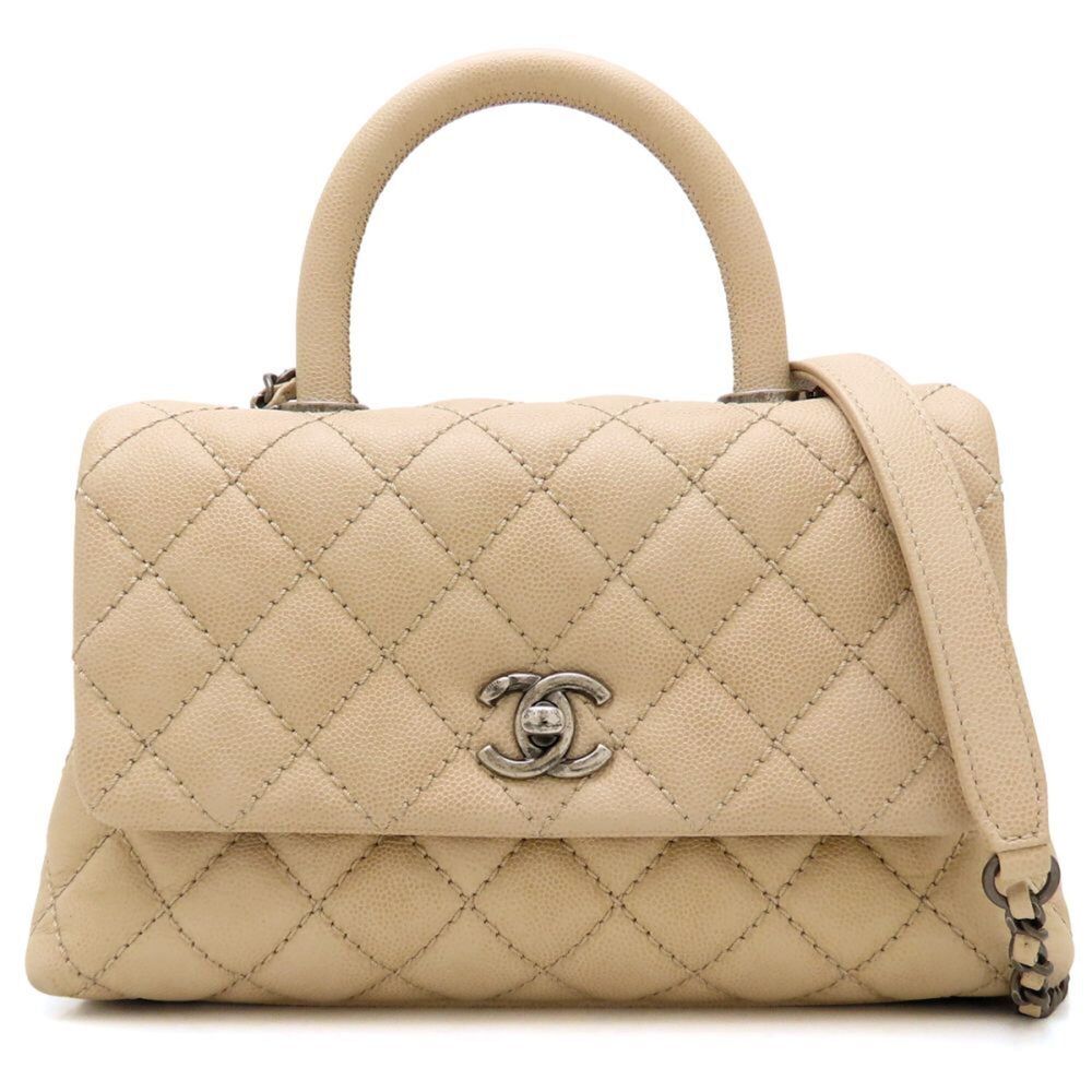 CHANEL Coco Handle 24 XS Matelassé A92990 Handbag with Shoulder Strap, Caviar...